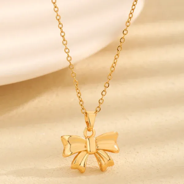 Celeste Bow Necklace | Stainless Steel | 18K Gold Plated | Anti Tarnish