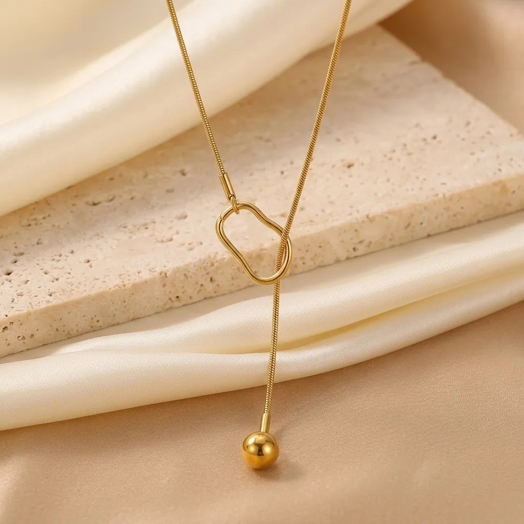 Zola Lariat Necklace | Stainless Steel | 18K Gold Plated | Anti Tarnish