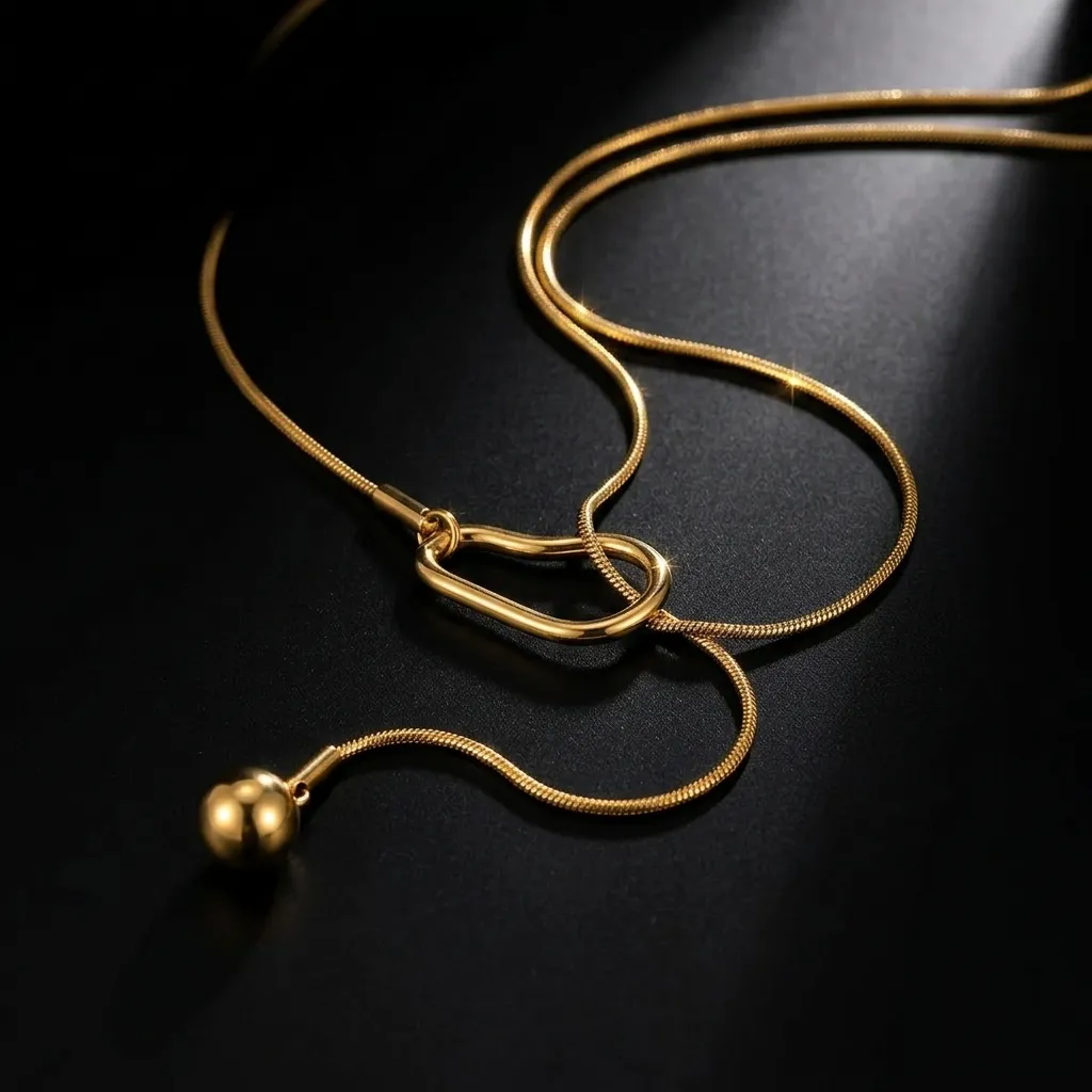 Zola Lariat Necklace | Stainless Steel | 18K Gold Plated | Anti Tarnish