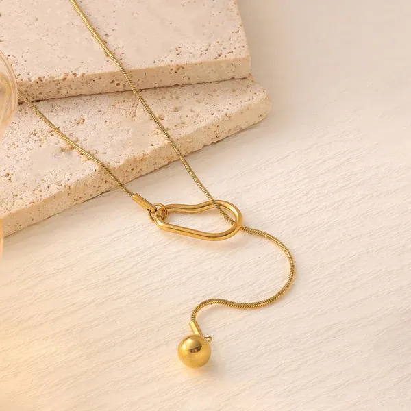 Zola Lariat Necklace | Stainless Steel | 18K Gold Plated | Anti Tarnish
