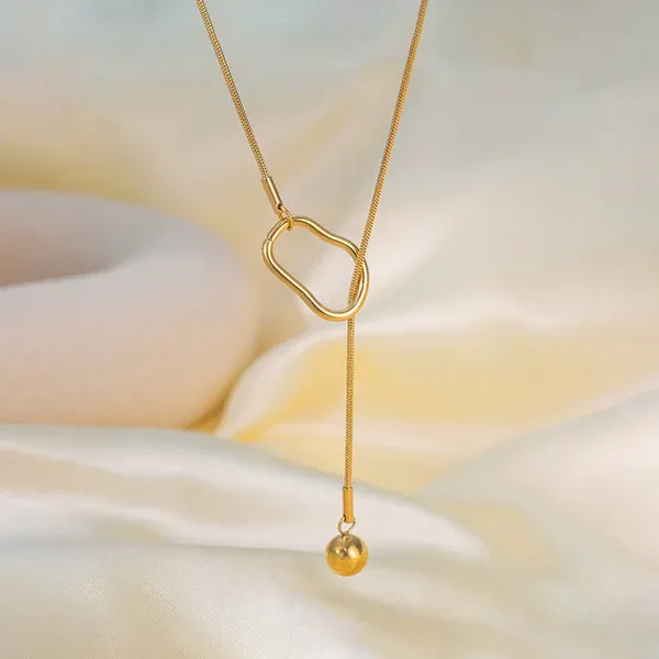 Zola Lariat Necklace | Stainless Steel | 18K Gold Plated | Anti Tarnish