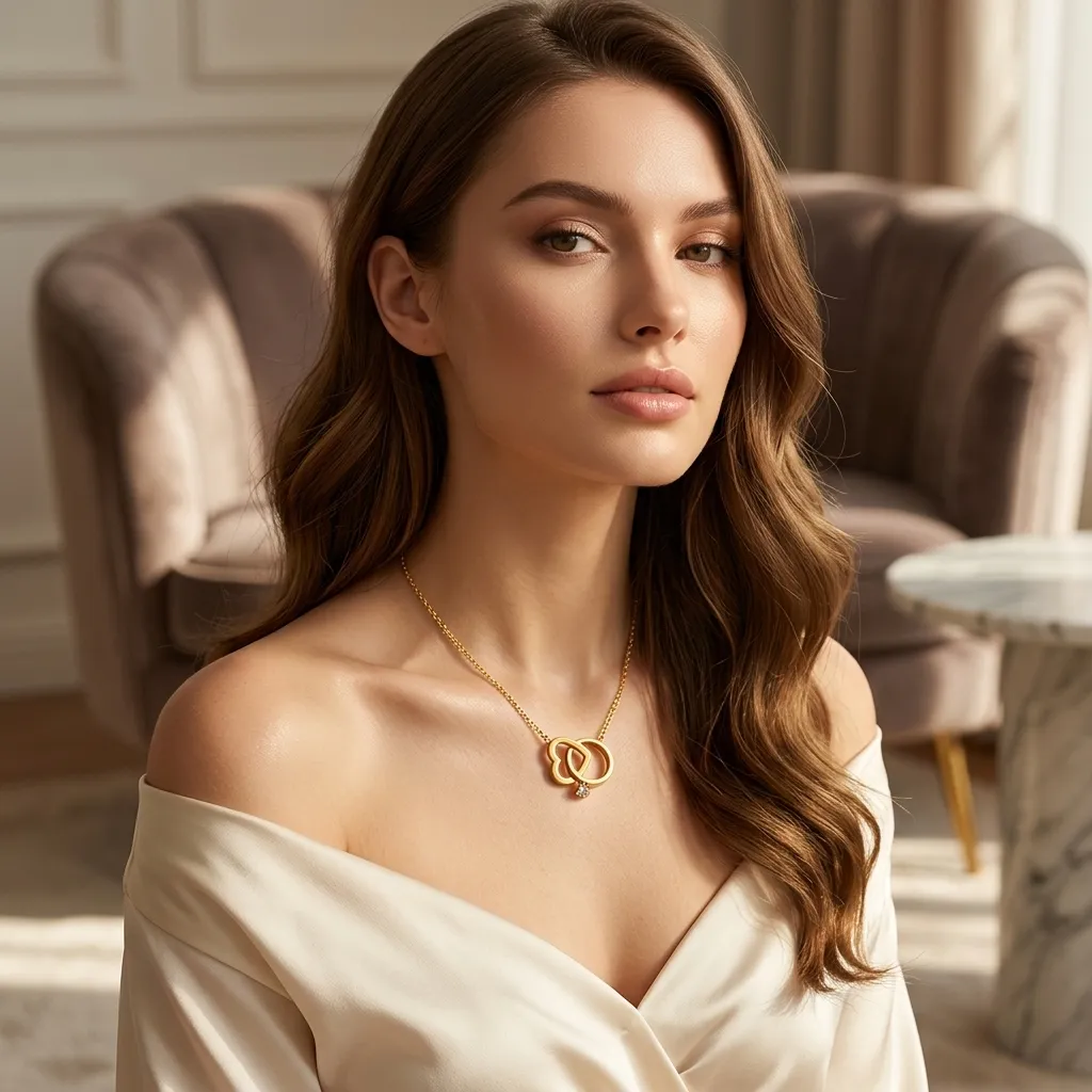 Elara Interlocking Ring Necklace | Stainless Steel | 18K Gold Plated | Anti Tarnish