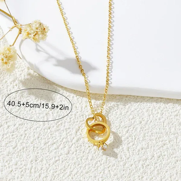 Elara Interlocking Ring Necklace | Stainless Steel | 18K Gold Plated | Anti Tarnish