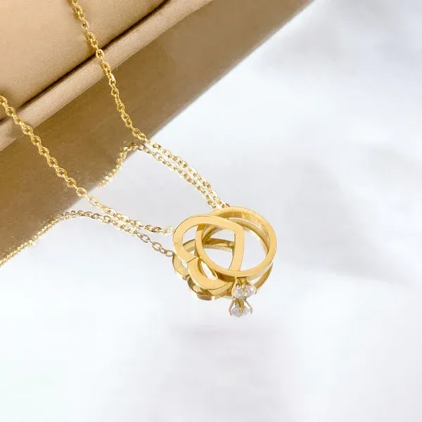 Elara Interlocking Ring Necklace | Stainless Steel | 18K Gold Plated | Anti Tarnish