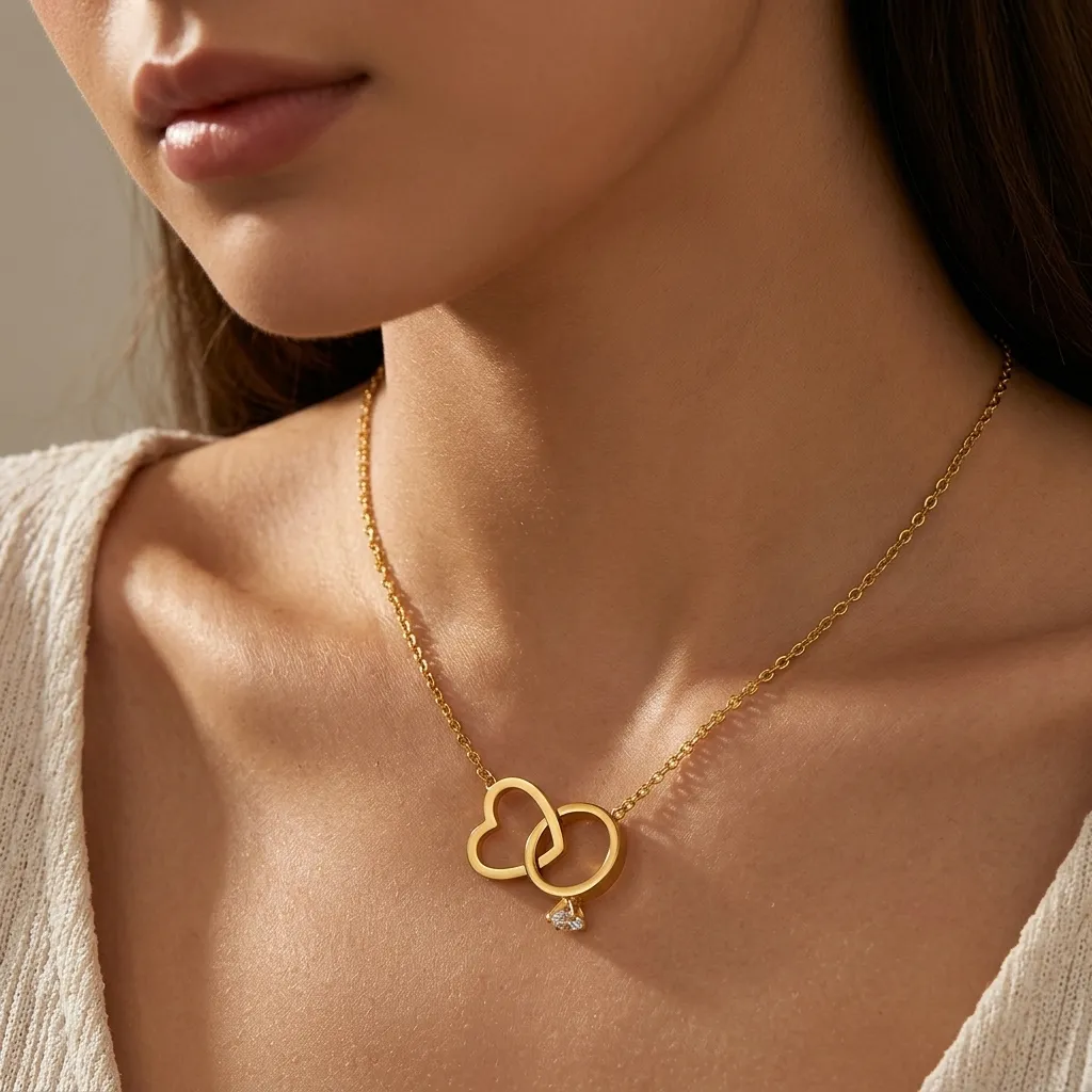 Elara Interlocking Ring Necklace | Stainless Steel | 18K Gold Plated | Anti Tarnish