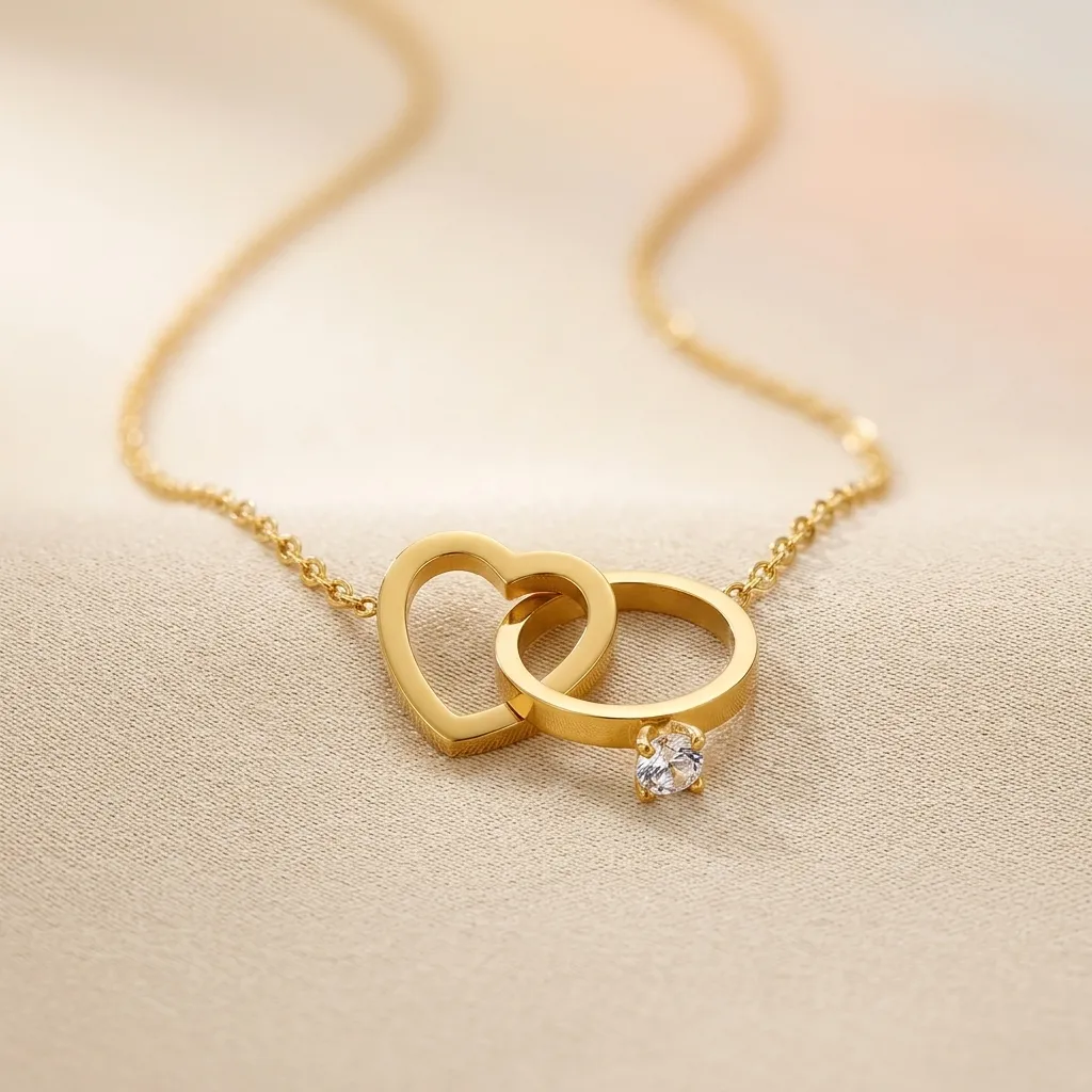 Elara Interlocking Ring Necklace | Stainless Steel | 18K Gold Plated | Anti Tarnish