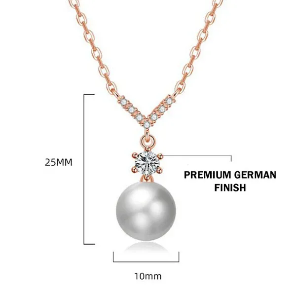 Luna Pearl Necklace | Stainless Steel | 18K Rose Gold Plated | Anti Tarnish