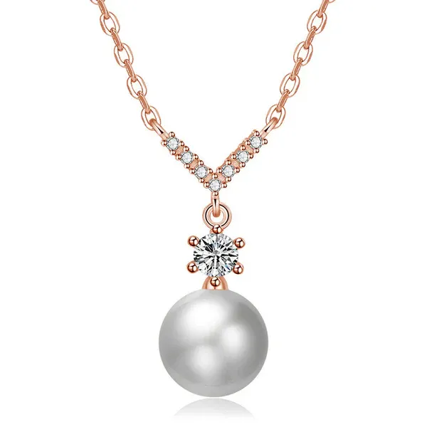 Luna Pearl Necklace | Stainless Steel | 18K Rose Gold Plated | Anti Tarnish