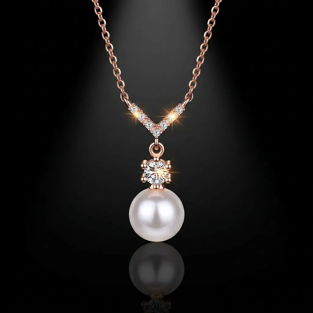 Luna Pearl Necklace | Stainless Steel | 18K Rose Gold Plated | Anti Tarnish