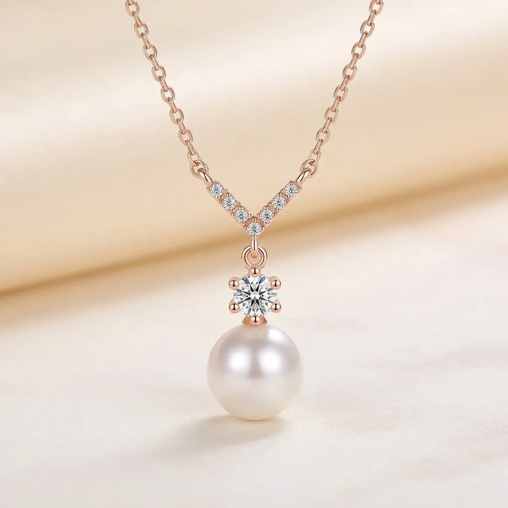 Luna Pearl Necklace | Stainless Steel | 18K Rose Gold Plated | Anti Tarnish