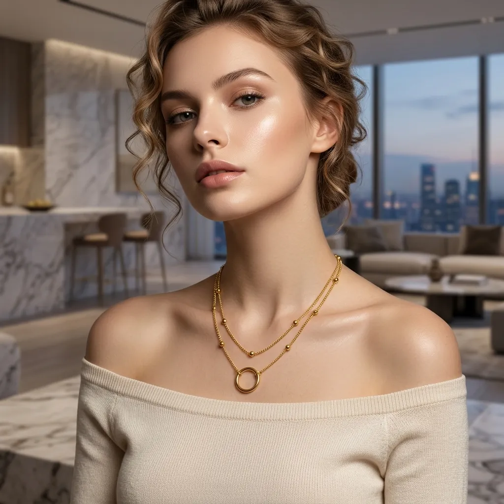 Zara Layered Circle Necklace | Stainless Steel | 18K Gold Plated | Anti Tarnish