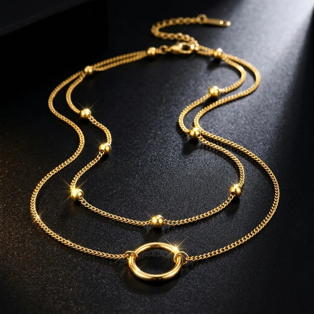 Zara Layered Circle Necklace | Stainless Steel | 18K Gold Plated | Anti Tarnish