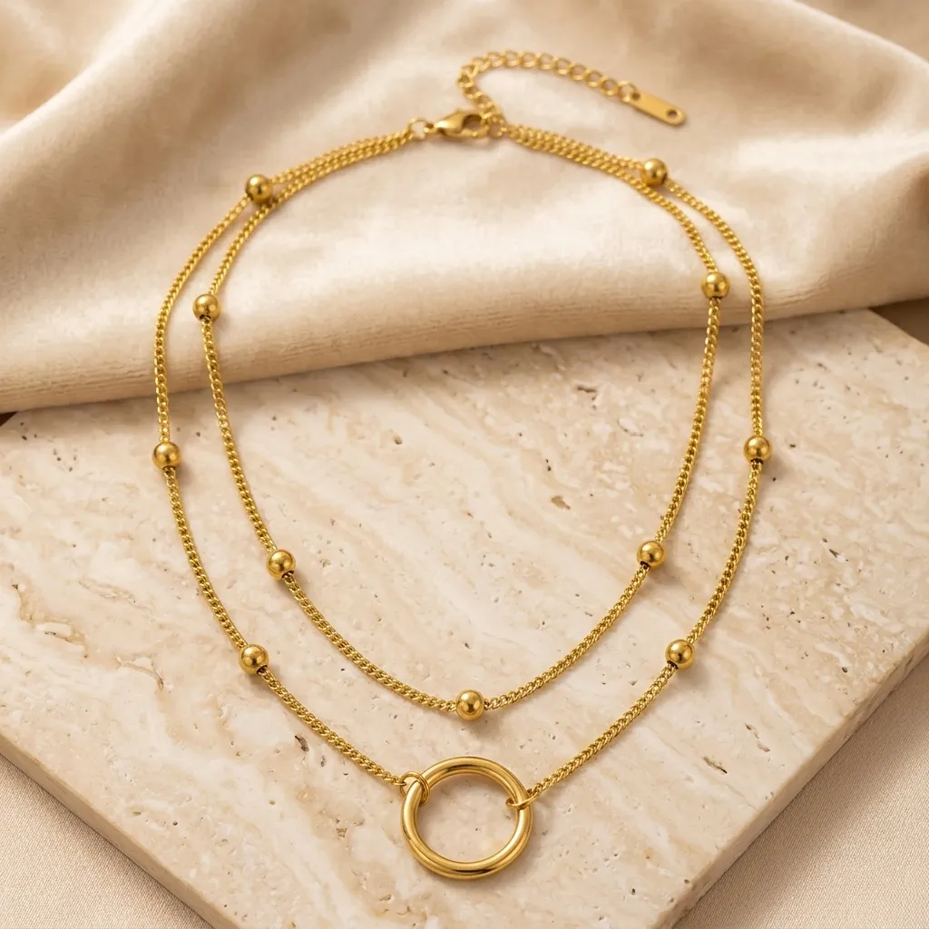 Zara Layered Circle Necklace | Stainless Steel | 18K Gold Plated | Anti Tarnish