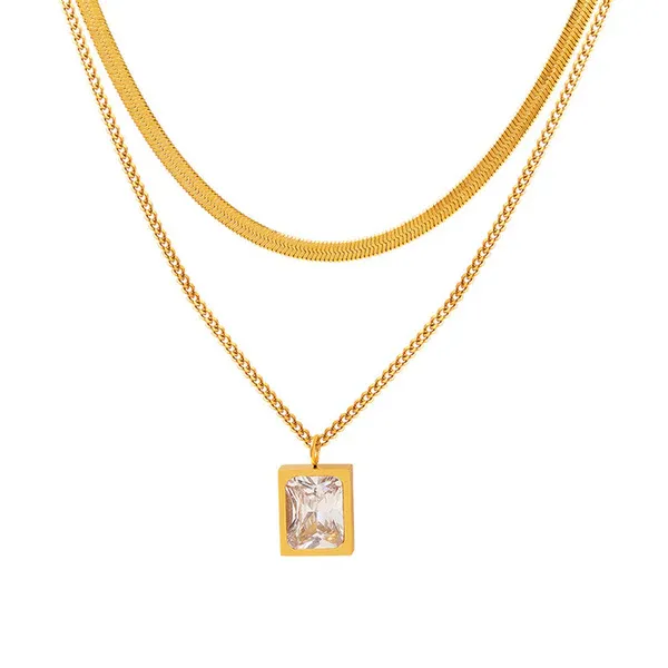 Solitaire Layered Necklace | Stainless Steel | 18K Gold Plated | Anti Tarnish