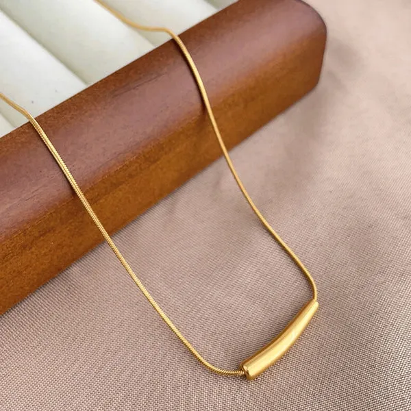 Aria Curved Bar Necklace | Stainless Steel | 18K Gold Plated | Anti Tarnish