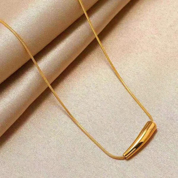 Aria Curved Bar Necklace | Stainless Steel | 18K Gold Plated | Anti Tarnish