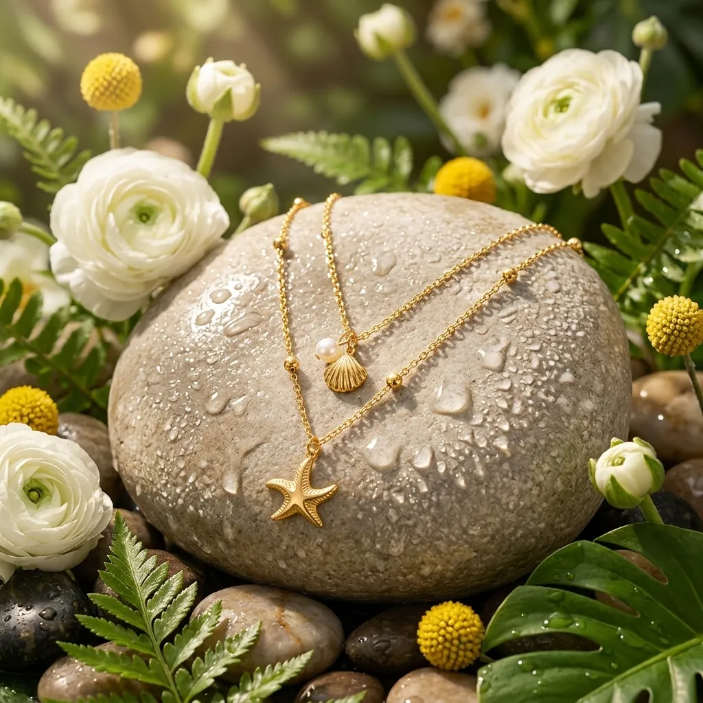 Oceania Layered Starfish Necklace | Stainless Steel | 18K Gold Plated | Anti Tarnish