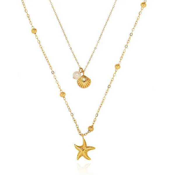 Oceania Layered Starfish Necklace | Stainless Steel | 18K Gold Plated | Anti Tarnish