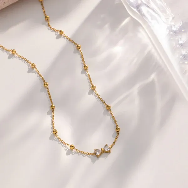 Fiona Crystal Bow Necklace | Stainless Steel | 18K Gold Plated | Anti Tarnish