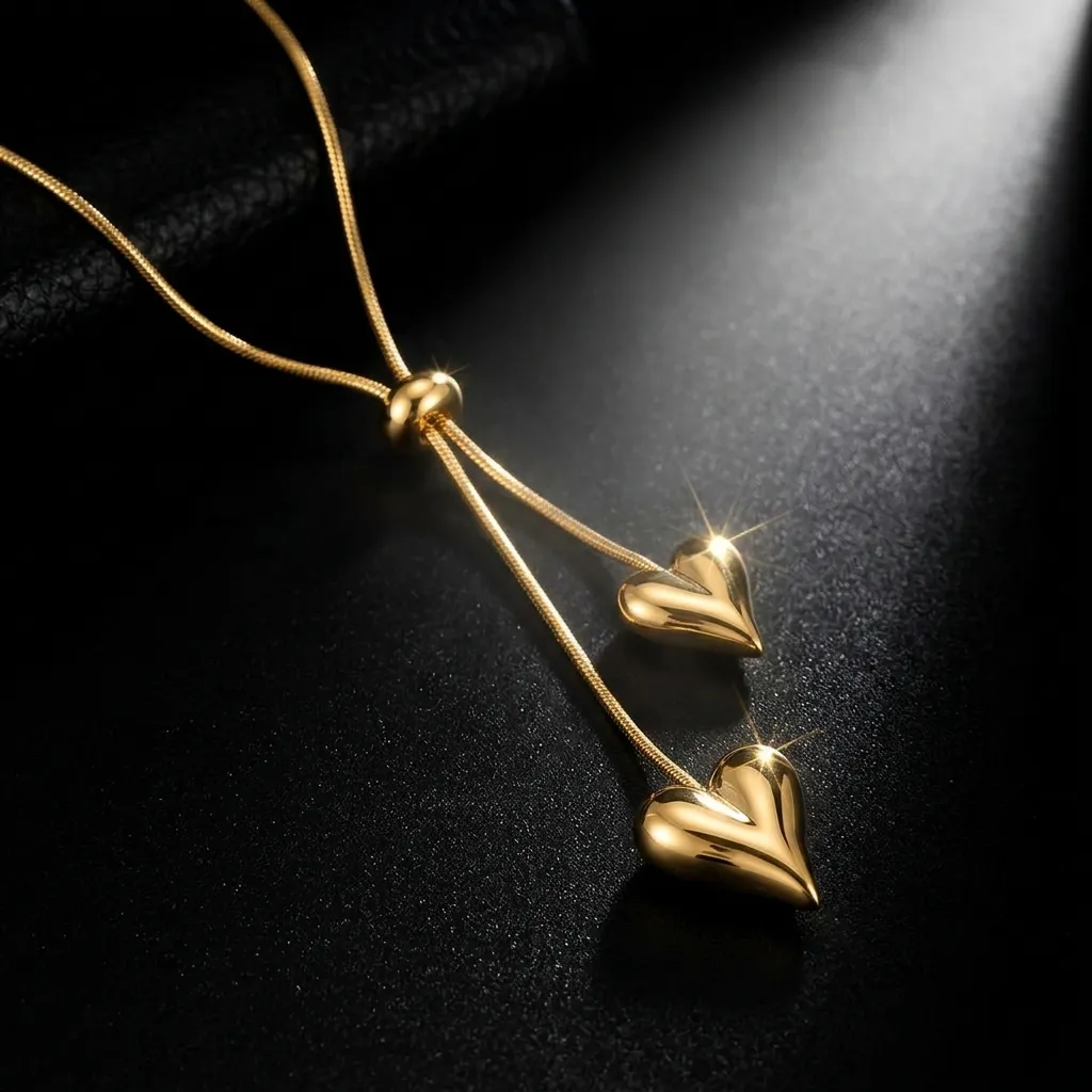 Alora Heart Lariat Necklace | Stainless Steel | 18K Gold Plated | Anti Tarnish