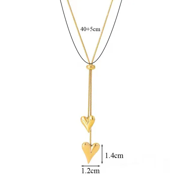 Alora Heart Lariat Necklace | Stainless Steel | 18K Gold Plated | Anti Tarnish
