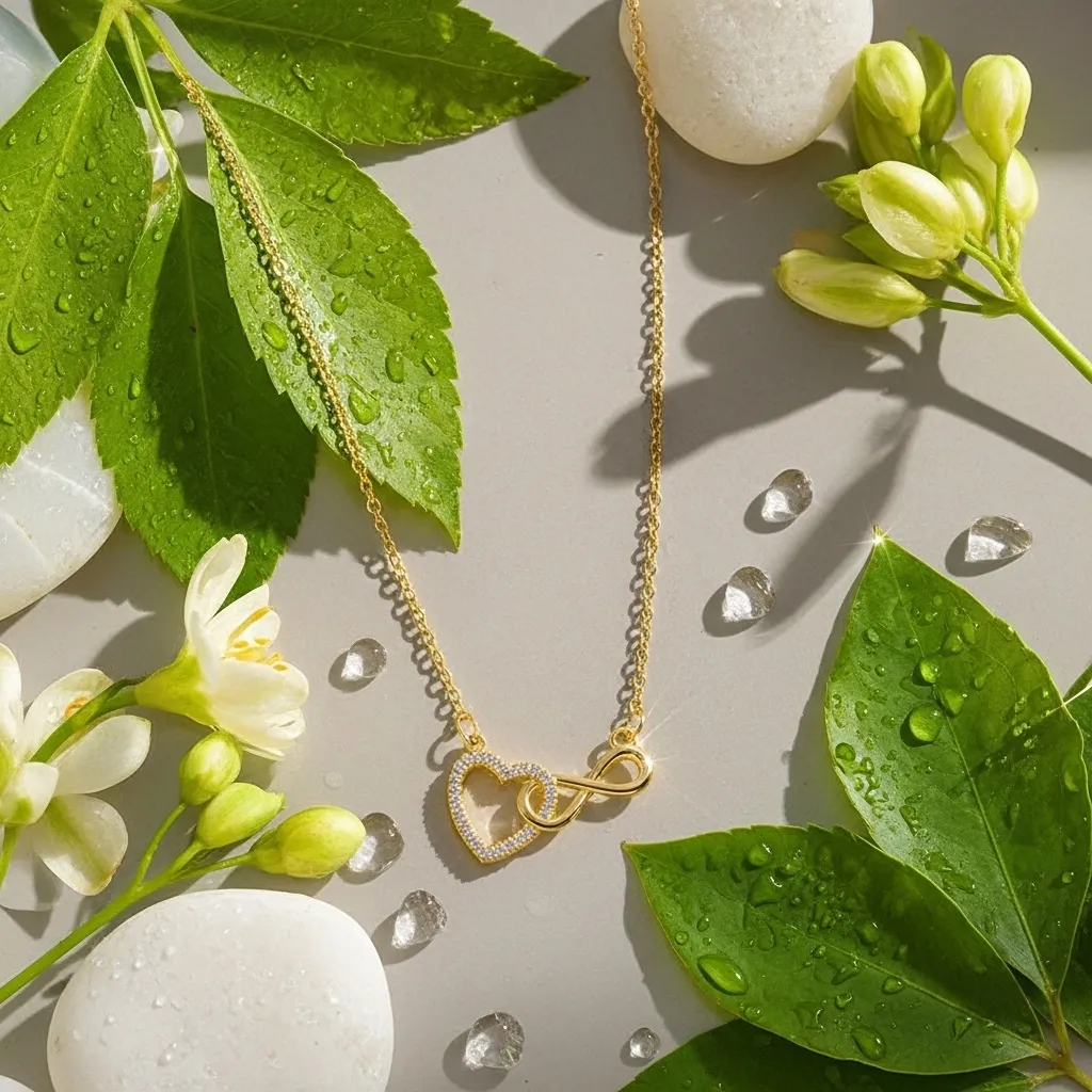 Aria Infinity Heart Necklace | Stainless Steel | 18K Gold Plated | Anti Tarnish