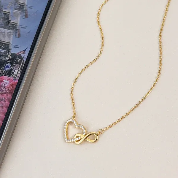 Aria Infinity Heart Necklace | Stainless Steel | 18K Gold Plated | Anti Tarnish