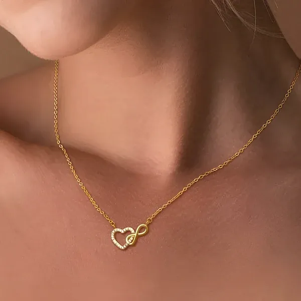 Aria Infinity Heart Necklace | Stainless Steel | 18K Gold Plated | Anti Tarnish