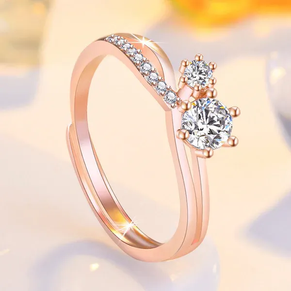 Elena Toi et Moi Ring | Stainless Steel | 18K Rose Gold Plated | Anti Tarnish