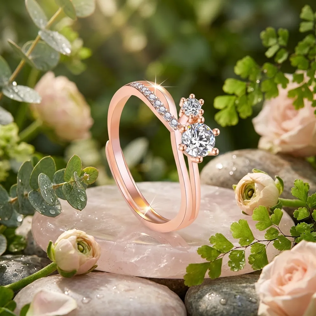 Elena Toi et Moi Ring | Stainless Steel | 18K Rose Gold Plated | Anti Tarnish