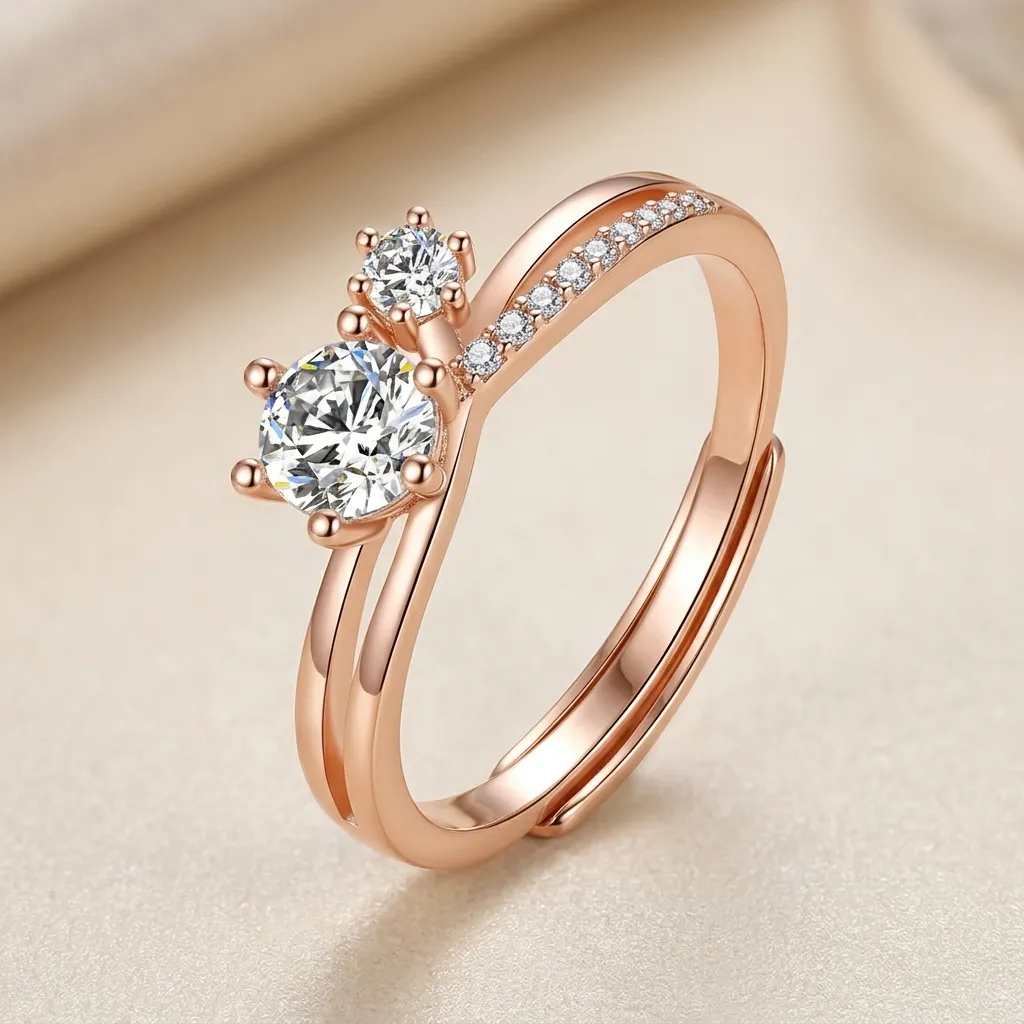 Elena Toi et Moi Ring | Stainless Steel | 18K Rose Gold Plated | Anti Tarnish