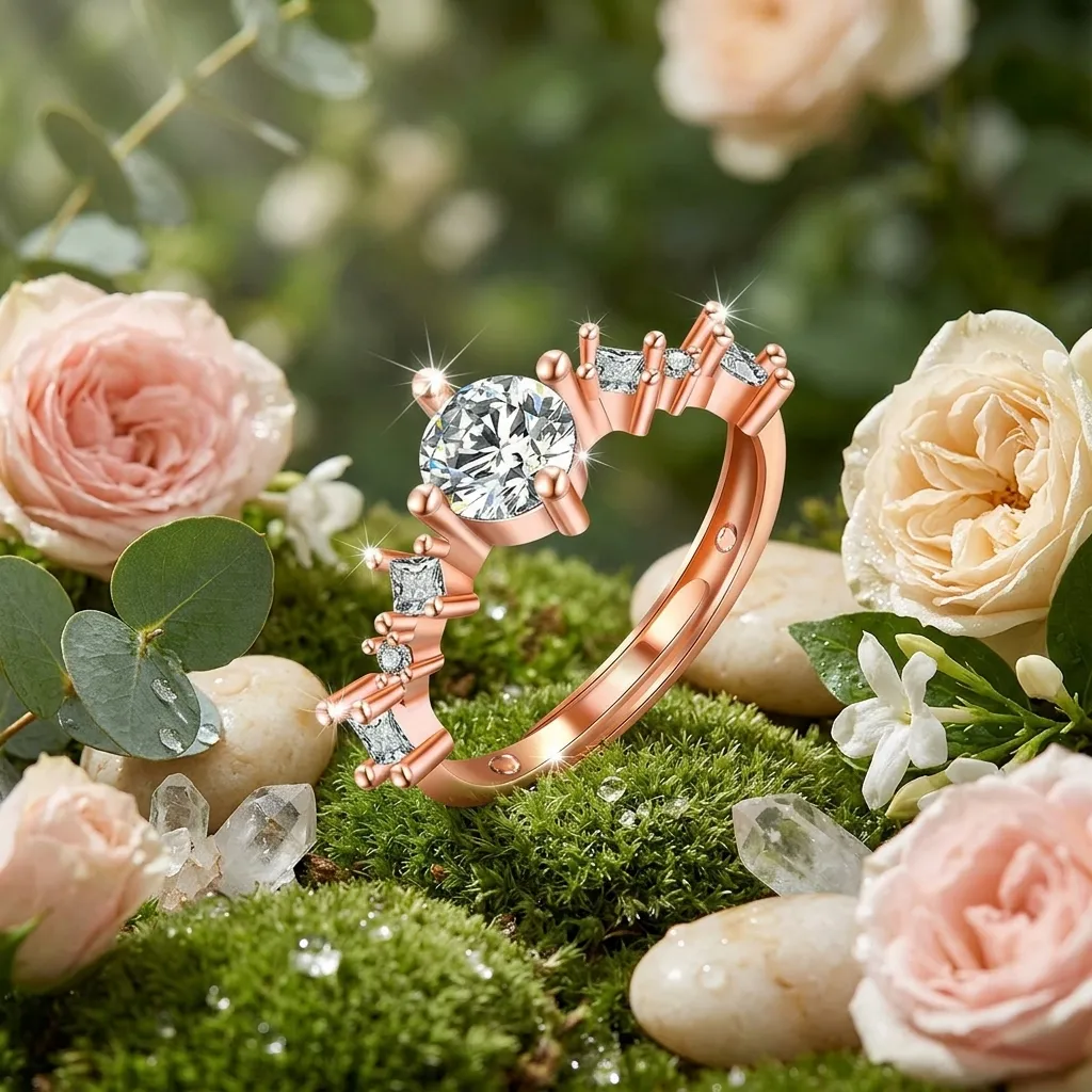 Seraphina Tiara Ring | Stainless Steel | 18K Rose Gold Plated | Anti Tarnish