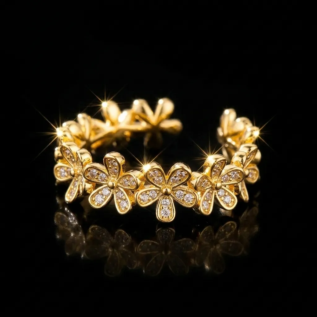 Zara Floral Eternity Ring | Stainless Steel | 18K Gold Plated | Anti Tarnish