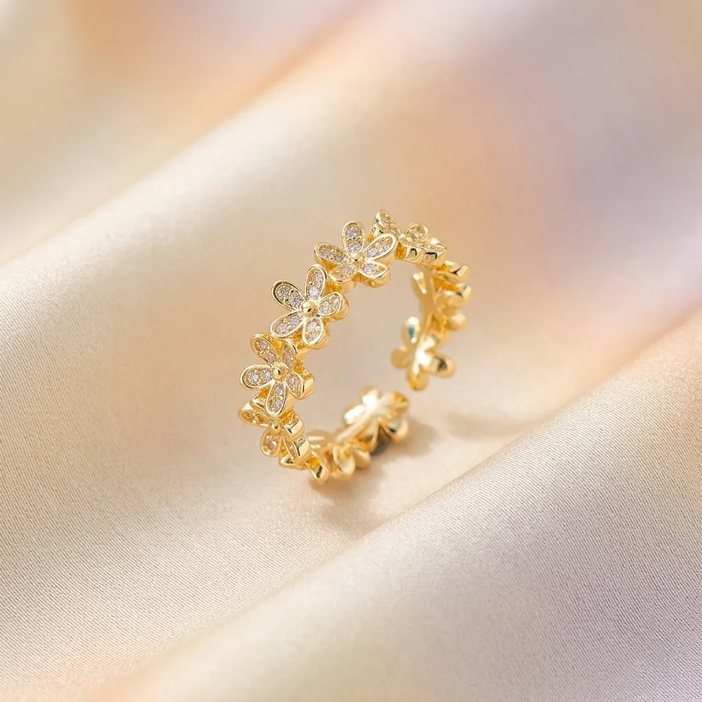Zara Floral Eternity Ring | Stainless Steel | 18K Gold Plated | Anti Tarnish
