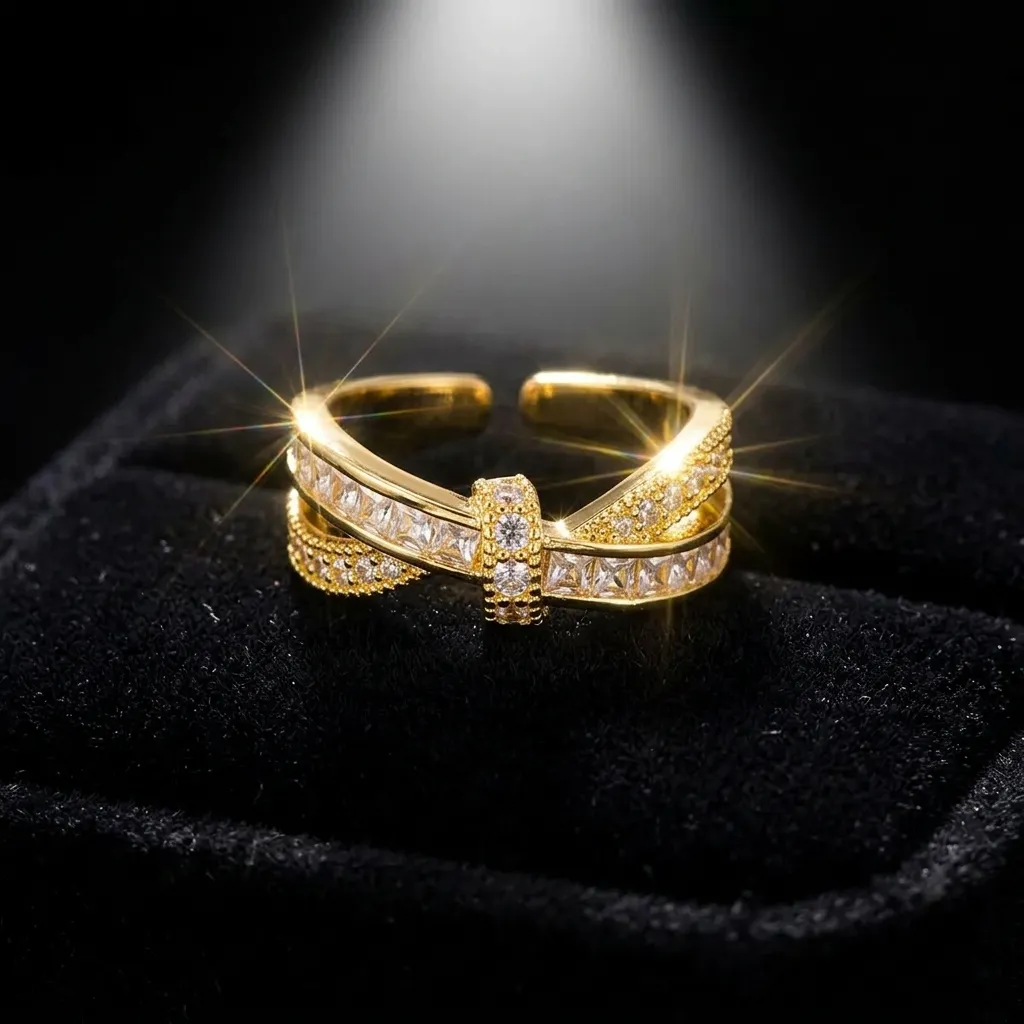 Chloe Cross Bow Ring | Stainless Steel | 18K Gold Plated | Anti Tarnish