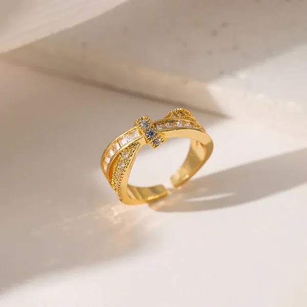 Chloe Cross Bow Ring | Stainless Steel | 18K Gold Plated | Anti Tarnish