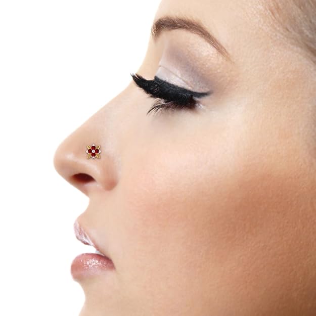 U ARE 925 Sterling Silver 18K Gold Plated Crossbeam Radiance Nose Pin for Women and Girls 