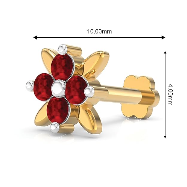 U ARE 925 Sterling Silver 18K Gold Plated Crossbeam Radiance Nose Pin for Women and Girls 