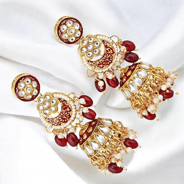 I Jewels Traditional Gold Plated Kundan Bridal Dulhan Jewellery Set for Women (IJ021)