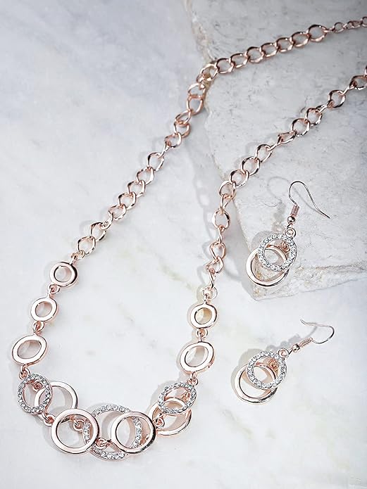 YouBella Jewellery Sets for Women Crystal Studded Necklace Jewellery set Bracelet with Earrings For Girls/Women