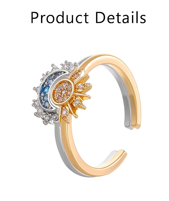 2 Pcs Sun and Moon Ring,Couple Ring,Rings for Girls Stylish,Suitable for Daily Matching and Gift Giving With Various Clothing Options