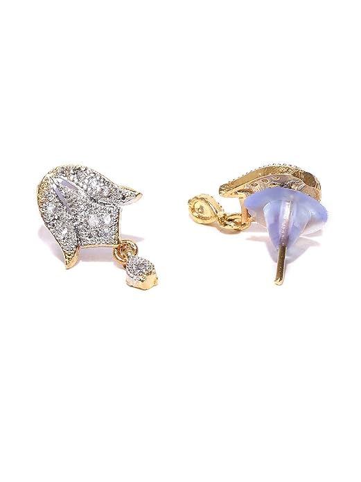 American Diamond Gold Plated Mangalsutra Pendant with Chain and Earrings for Women