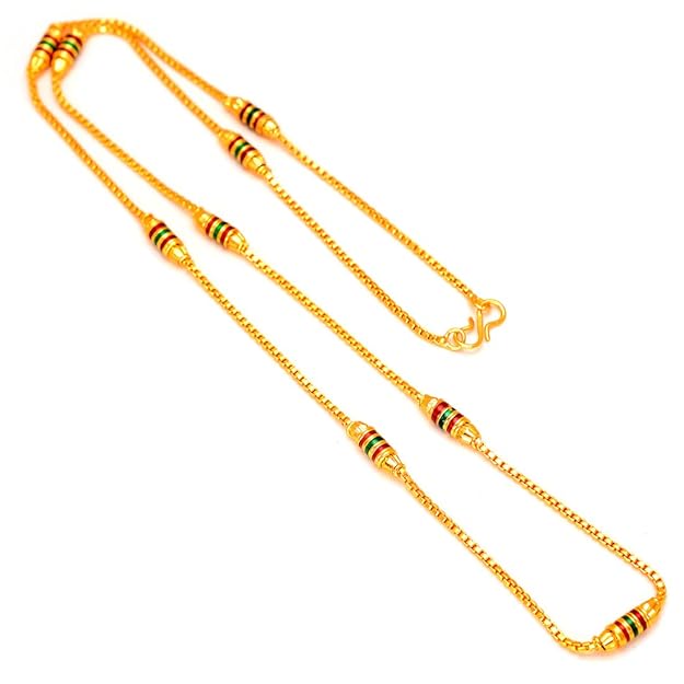 Jewar Mandi Locket & ChainGold Plated Oval Heart/Pan Round Design Pendant with Chain Jewelry for Men-Women & Boys-Girls