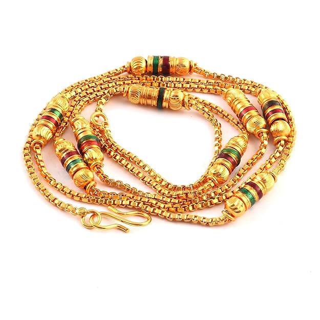 Jewar Mandi Locket & ChainGold Plated Oval Heart/Pan Round Design Pendant with Chain Jewelry for Men-Women & Boys-Girls