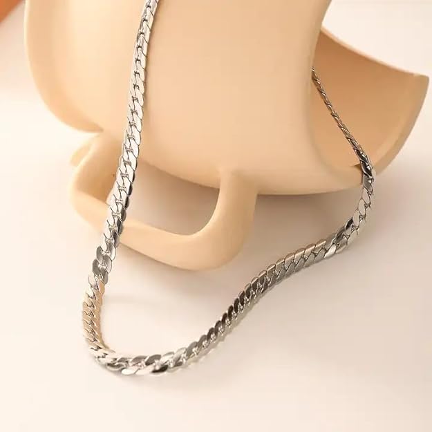 silver chain for men combo necklace for men platinum chains Neck chain for boys mens chain Stainless steel stylish long chains Locket Pendant chain fashion 397