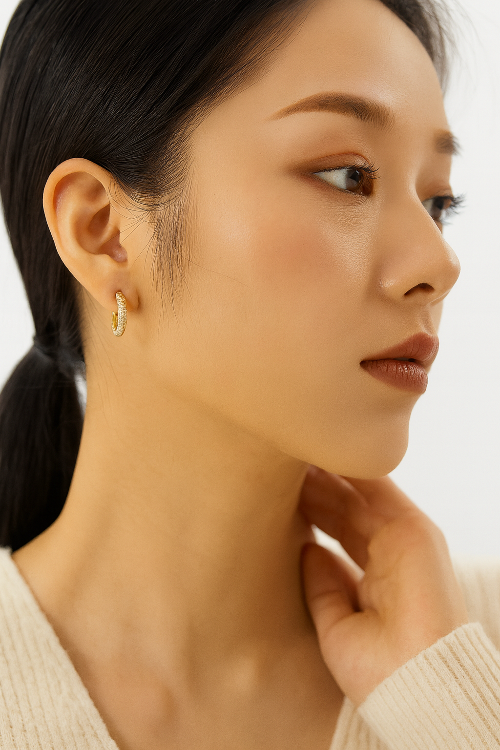 Shining Diva Fashion 18k Rose Gold Plated Latest Fancy Stylish Copper Zircon Bali Earrings for Women and Girls