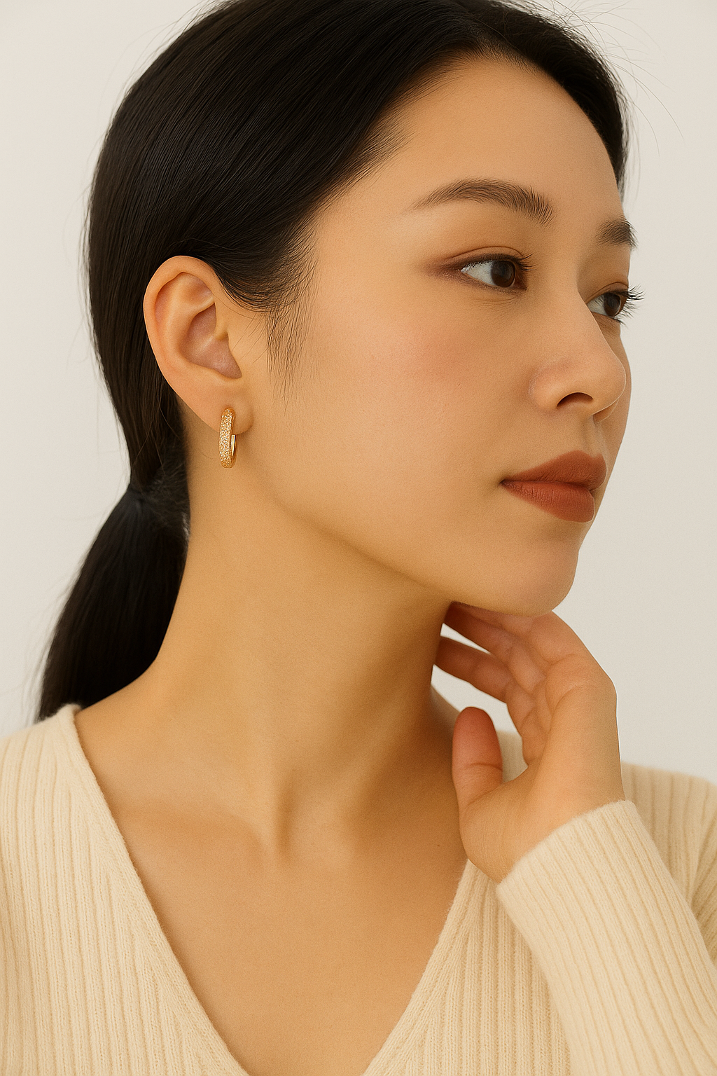 Shining Diva Fashion 18k Rose Gold Plated Latest Fancy Stylish Copper Zircon Bali Earrings for Women and Girls