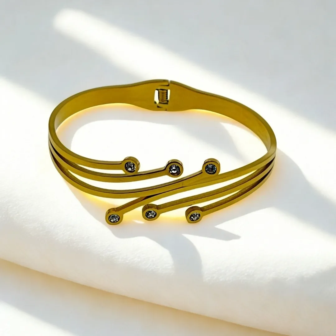 Gold Plated AD Stone Multi-Strand Bangle Set - Traditional Party Wear Jewellery