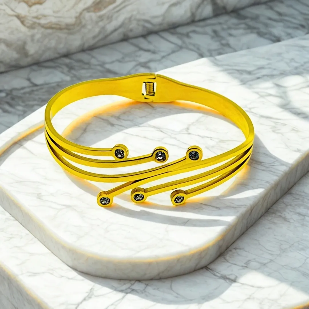 Gold Plated AD Stone Multi-Strand Bangle Set - Traditional Party Wear Jewellery