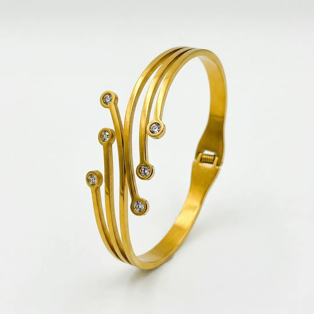 Gold Plated AD Stone Multi-Strand Bangle Set - Traditional Party Wear Jewellery